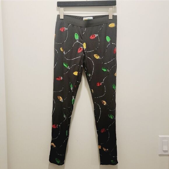 TIPSY Elves Sequins Christmas Lights High Waisted Leggings Size Small - Picture 3 of 7
